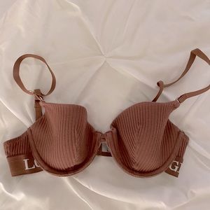 Lounge underwear ribbed brown bra